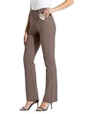 Willit 31' Women's Yoga Dress Pants Bootcut Stretch Work Slacks Office Business Casual Pants Belt Loops 4 Pockets Deep Taupe L