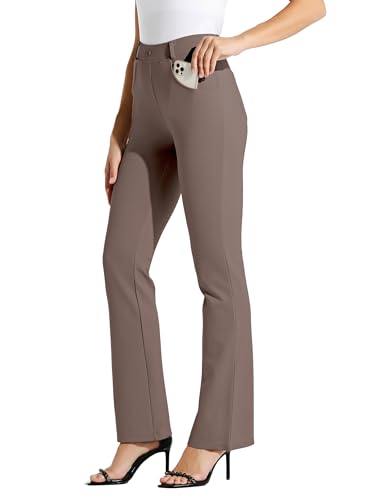 Willit 29" Women's Yoga Dress Pants Bootcut Deep Taupe XXL