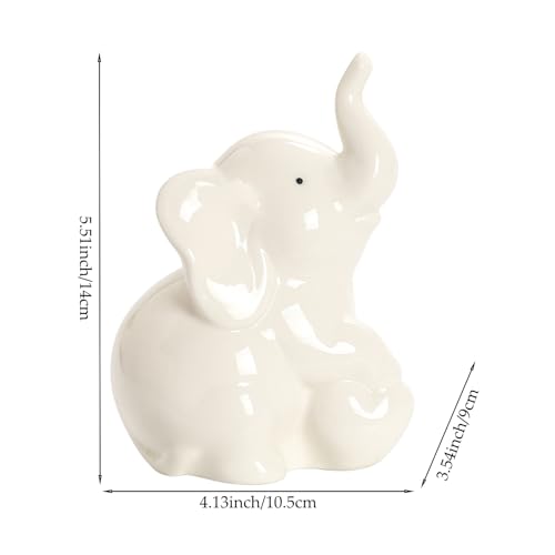 Estatua de elefante blanco en cerámica estilo moderno miniatura 2