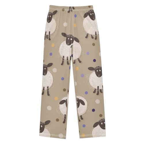 Color Dot Sheep Boys Pants Boys Athletic Pants Long Pant for Boywith Pockets Wide-Leg Size 6-14Y
