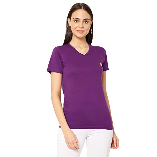 Image of Mack JONNEY Cotton Blend V Neck Half Sleeve T-Shirt for Women (Pack of 2)