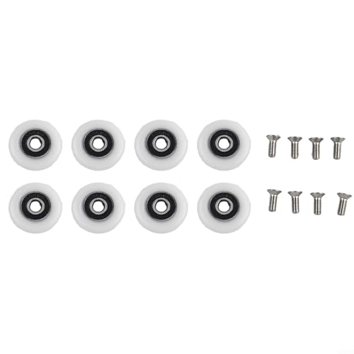 8 Pack Shower Door Roller Replacement Set with 19/23/25mm Nylon Wheels and Stainless Steel Screws, Adjustable for Smooth Glide, Compatible with Most Shower Enclosures(25mm)