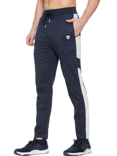 Image of MARK LOUIIS Track Pants for Men: Regular Fit Cotton Blend Lower with 2 Side Zipper Pockets, Back Pocket - Your Go-to for Running, Gym, and Comfortable Style.