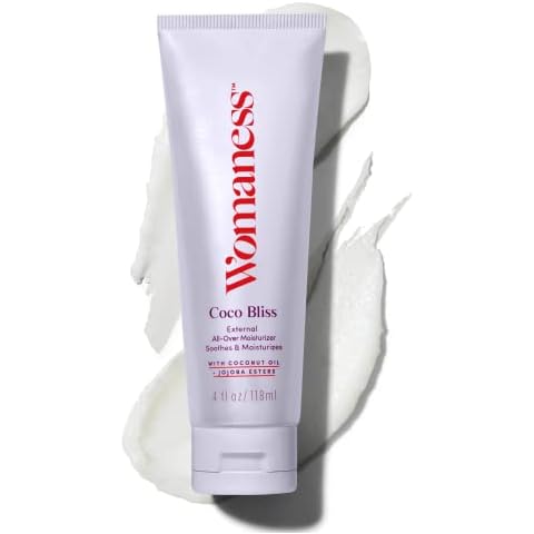 Womaness Coco Bliss Feminine Moisturizer for Dryness - External Moisturizer for Dryness Relief & Coconut Oil for Skin - Hydrating, Oil-Based, Non-Sticky Texture to Prep Skin & Retain Moisture (4oz) Cover