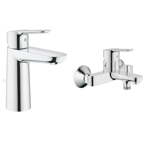 GROHE BauEdge - Grifo de Baño y ducha, Cromo + BauEdge Grifo de Lavabo (Tamaño M, Cromo)