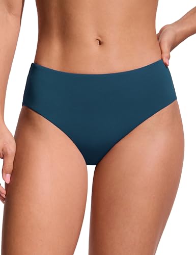 Image of CRZ YOGA Mid Waisted Bikini Bottoms | Mid Cut Leg, Medium Bum Coverage, Full Lining, Swim, Bathing Suit Briefs for Women