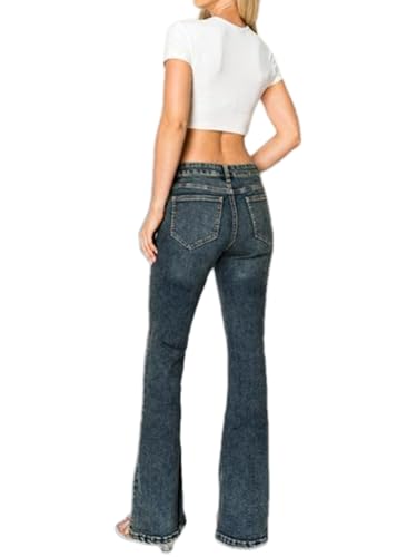 Flare Jeans for Women Low Waisted Wide Leg Bootcut Jeans Slim Fit Flared Wide Leg Denim Pants Y2K 90s Casual3