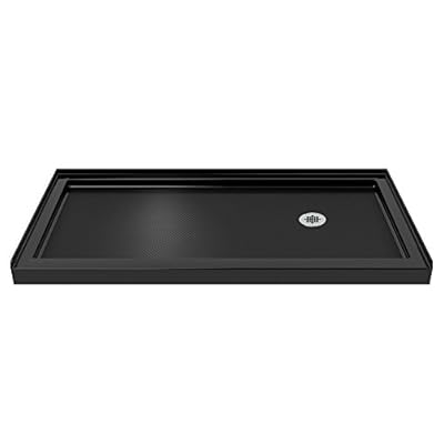 DreamLine SlimLine 36 in. D x 60 in. W x 2 3/4 in. H Right Drain Single Threshold Shower Base in Black, DLT-1136602-88