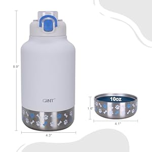 GiNT 37oz Dog Water Bottle, Insulated Dog Travel Water Bottle, Stainless Steel Human and Pet Water Bottle Dispenser Portable Water Bowl for Dogs with Carrying Case for Walking Dog Canteen Travel Kit GiNT 37oz Dog Water Bottle Insulated Dog Travel Water Bottle Stainless Steel Human and Pet Water Bottle Dispenser Portable Water Bowl for Dogs with Carrying Case for Walking Dog Canteen Travel Kit
