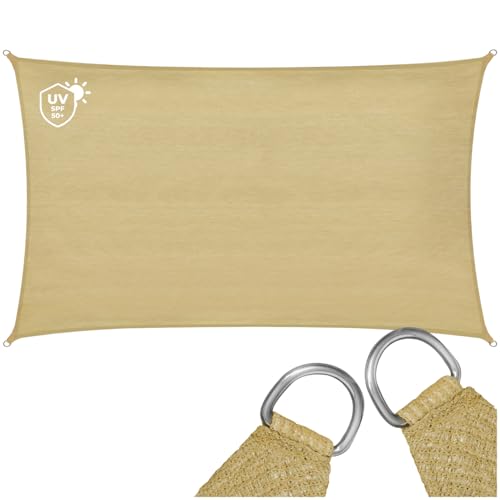 tectake® Voile d'ombrage 5x7m Résistante & Respirante Protection UV 87% Bache Anti UV Toile...