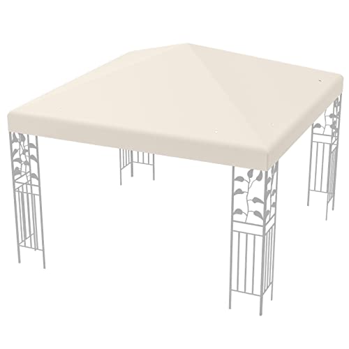 COSTWAY 3x3m Ersatzdach für Garten Pavillon, Pavillondach Ersatzbezug mit Ablauflöchern & Klettverschlüssen (Beige)