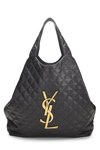 Yves Saint Laurent, Pre-Loved Black Lambskin Icare Shopping Tote Maxi, Black