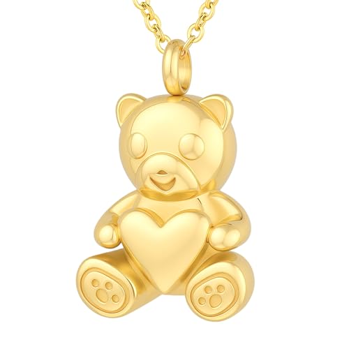 Bijoux de crémation pour cendres collier urne homme femme, pendentif ours souvenir