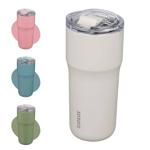 Image of BJPKPK 24 oz Coffee Tumbler, Insulated Stainless Steel Travel Cup | Double Wall Vacuum, Leak Proof Lid, Keeps Hot /Cold /Iced, BPA Free, Dishwasher Safe, Cupholder, White