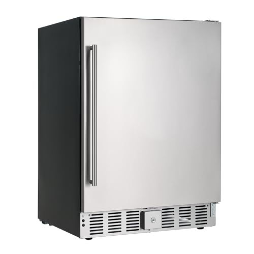 Albott 24 Inch Outdoor Beverage Fridge 5.0 Cu.Ft Beverage Refrigerator Holds 166 Cans 32-50F Drink Cooler with IPX4 Waterproof Design Auto-Defrost Build-In or Freestanding for Patio & Backyard