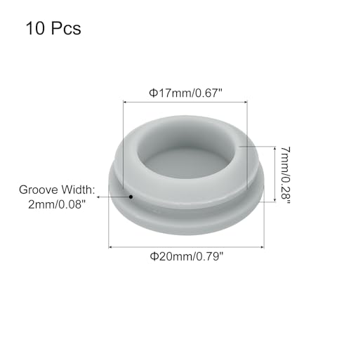 Image of MECCANIXITY 10pcs Silicone Snap in Locking Hole Plugs,17mm /0.7 Inch Mounting Diameter Narrow Groove Width 2mm Panel Seal Cover Round for Kitchen Bulkheads Waterproof Sealing Plugs Grey