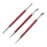 HLGHLG 3 PCS Leather Stamping Tools Set, Professional Steel Leather Carving & Embossing Tools with Comfortable Rubber Handle for DIY Craft, Modeling Clay