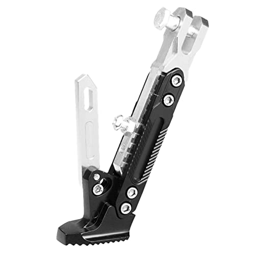 Pata de Cabra para Motocicleta Universal, Soporte de Pie de Estacionamiento Lateral Antideslizante Ajustable para Moto Scooter Bicicleta Eléctrica(Plata)