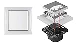 EBROM Unterputz LED Dimmer UNIVERSAL PRO 2001 - TASTDIMMER - mit 55 x 55 mm Zentralplatte weiß glänzend mit Berker polarweiß glänzend 10118989 -- 1-fach Rahmen als kompatibles Komplettset