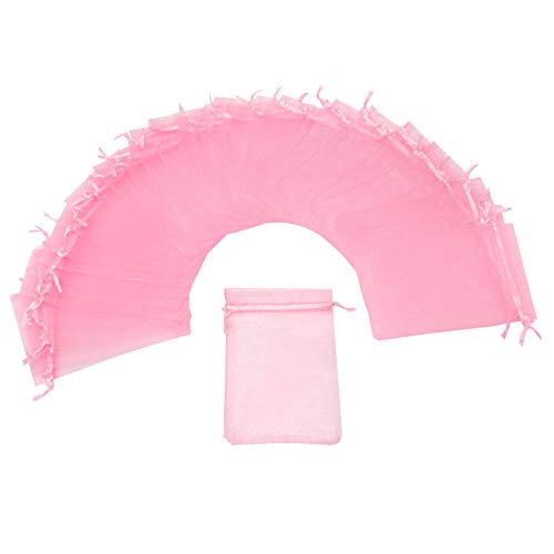 Image of Dealglad 50pcs Drawstring Organza Jewelry Candy Pouch Christmas Wedding Party Favor Gift Bags (4x6, Pink)