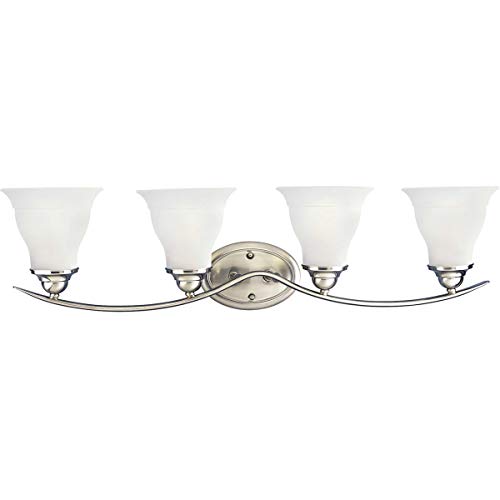 Trinity Collection 4-Light Etched Glass Traditional Bath Vanity Light Brushed Nickel