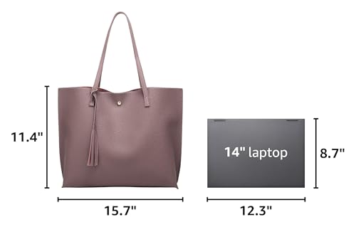 Image of Dreubea Women's Soft Faux Leather Tote Shoulder Bag from, Big Capacity Tassel Handbag