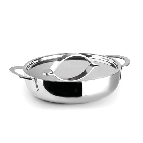 IBILI - Cazuelita Con Tapa Triply Natural 14 Cm, Acero inoxidable, Apto para induccion, sin antiadherente