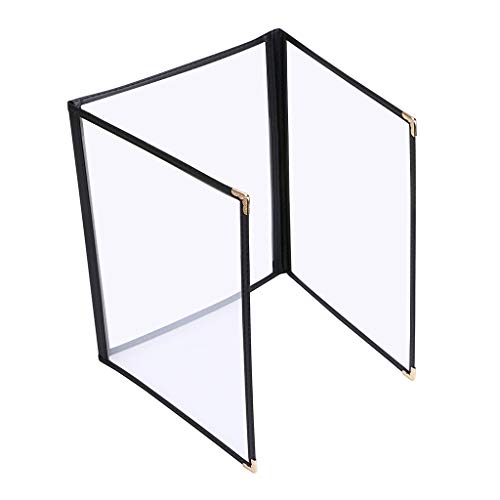 Ownmy 3Pcs 8.5 X 11 Inch Menu Covers, Triple Fold 6 View Transparent Restaurant Menu Covers Book With Leatherette Trim And Decorative Corners, Fit For Standard Letter Size Paper #TOP6