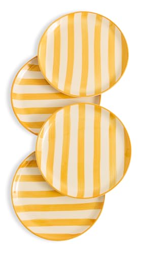 Zafferano Women's Dinner Plates Set of 4, Yellow Stripe, One Size