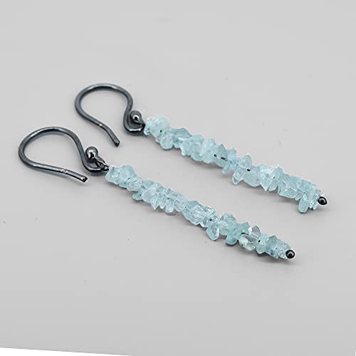 Gempires Natural Aquamarine Earring Gemstone Nuggets Earrings With Ear Hooks Handmade Dangle Earring For Women (Aquamarine) #TOP2