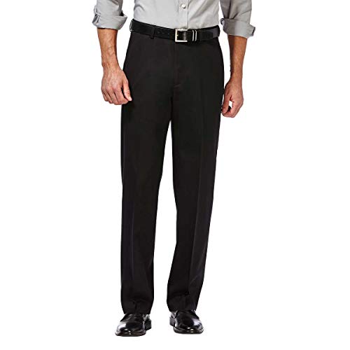 Haggar Mens Premium Non-Iron Twill Pant Class Fit Hidden Comfort Waist Pant (38x30, Black)