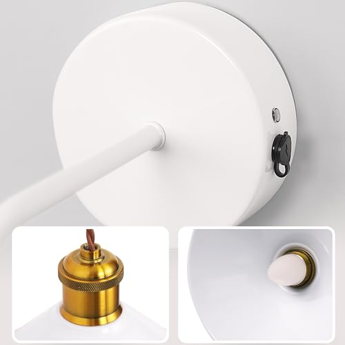 Image of DORESshop Battery Operated Wall Sconce Set of 2, 10000mAh Gold & White Wireless Rechargeable Wall Lights, Hanging Wire Wall Sconce, 9 Adjustable Sconces Wall Decor for Bedroom Living Room Hallway