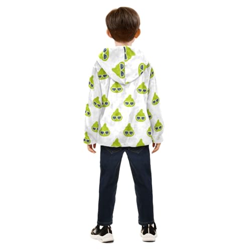 Cartoon Wasabi Character Girls Fleece Jacket Girls Fall Jacket Girls Zip Up Hoodie Girls Sherpa Jacket 2-10T4