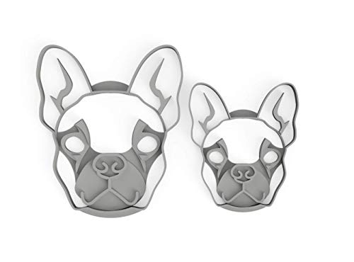 3DREAMS 2er Set Keksausstecher French Bulldog Frenchy Face Cookie Cutter Ausstecher Französische Bulldogge French Bulldog Face inkl.2 Rezepte aus Bio-Kunststoff Made in Germany
