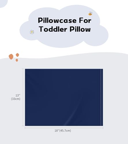 Image of Deep Dream Toddler Pillowcases for 13x18 Pillow 2 Pack, 100% Cotton Travel Pillow Case Cover, 600 Thread Count Cotton Pillow Covers, Soft & Breathable Small Pillow Cases Envelope Closure, Navy Blue