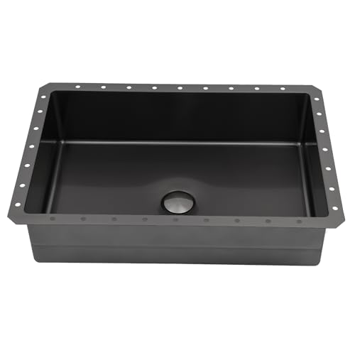 FXEIPOL Black Bathroom Sink Undermount Bathroom Sinks 21.65 x 14.96 x 5.31In Stainless Steel Rectangular Sink with Pop-Up Drainer for Washrooms, Hotels, Restaurants