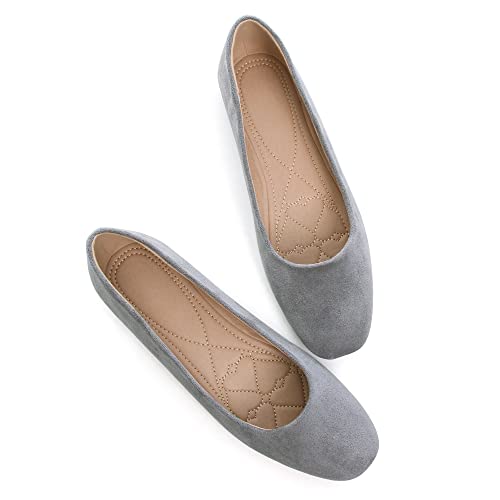 Image of ChaiRong Zhou Women Square Toe Ballets Flats Comfort Slip On Walking Shoes for Driving