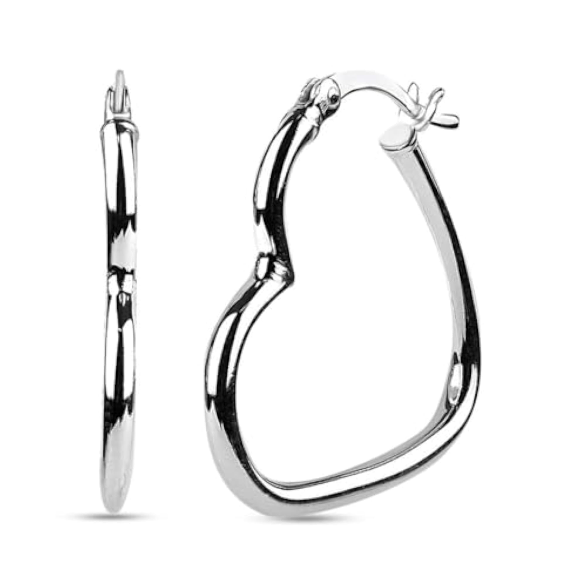 Women's 925 Sterling Silver Heart Shape Hoop Earrings