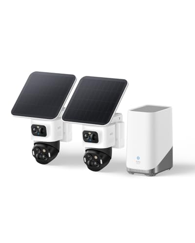 eufy Security eufyCam S4 2-Cam Kit, Telecamera Esterna Wireless Bullet-PTZ a 3 Obiettivi, 4K UHD, Panoramica 360° Pan & Tilt, Zoom Ibrido 8×, Visione Notturna a Colori, Zero costi di Abbonamento