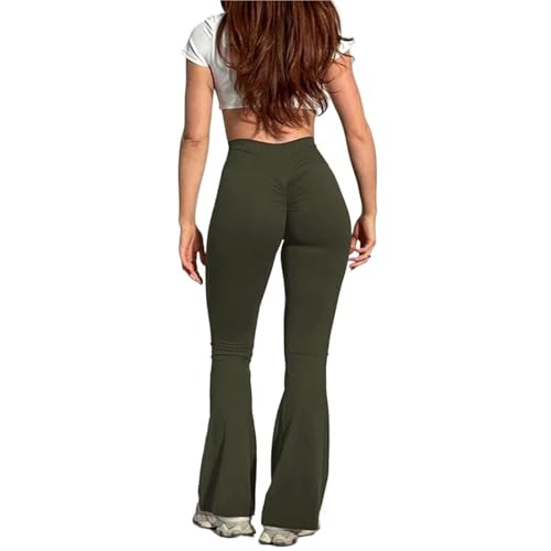 HNULGVI Leggins Deportivos Mujer Leggings de Yoga Entrenamiento Cintura Alta Fitness Butt Lifting Scrunch Sports Gym Pantalones Mujeres(Green,M)