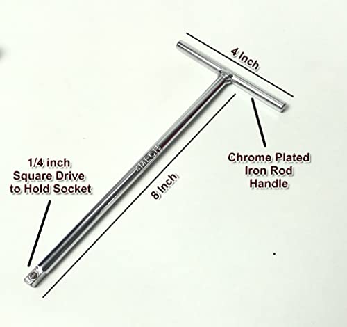 Image of 1 /4 inch Square Drive T - Handle with (8, 9, 10, 11, 12, mm) 5 Sockets Set with Anti-Slip & Anti-Corrosion properties (Combo 22)