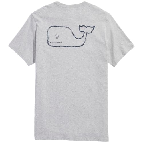 vineyard vines Men's Short Sleeve Vintage Whale Pocket T-Shirt, Heather Gray, Medium