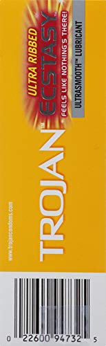 TROJAN Ultra Ribbed Ecstasy Lubricated Condoms, 10 Count of TROJAN Condoms
