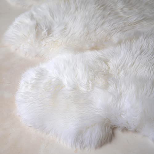 Outlavish Sheepskin Rug Genuine Real Wool Fur, Luxury New Zealand Pelts, Natural Silky Soft Lamb Skin, Thick & Fluffy, Bedroom & Living Area, Seat Cover Throw, 5Ft Round Pearl White #TOP1