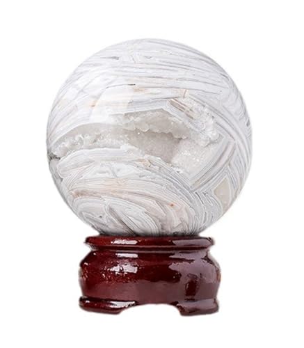 White Agate Crystal Ball,Polished Geode Sphere, Gemstone for Decor, 50~55mm