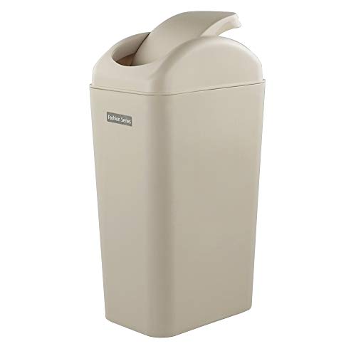 Obstnny Slim Plastic Trash Can For Narrow Spaces At Home Or Office, Khaki. #TOP4