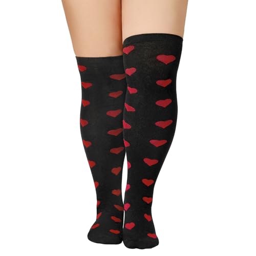 Image of Zando Women Plus Size Thigh High Stockings Over the Knee Thin Tube Socks Long Sport Tights Casual Striped Leg Warmers