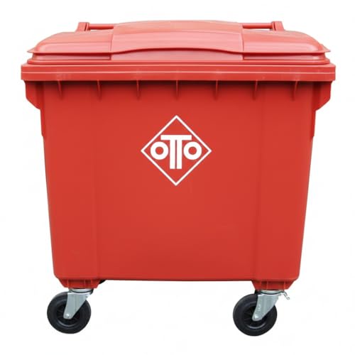 Image of Otto Big Plastic Wheeled Dustbin with Lid 660 Litre Red