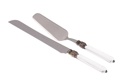Rivadossi Venezia Trasparente - Set di Pala e Coltello per Torta, 2 Pezzi - 100% Made in Italy, Artigianalità e Design - Acciaio Inox 18/10