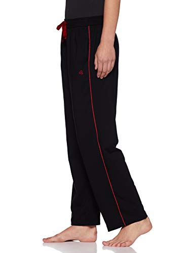 Image of Jockey 1305 Women's Super Combed Cotton Rich Relaxed Fit Mid Rise Trackpants with Contrast Side Piping and Pockets